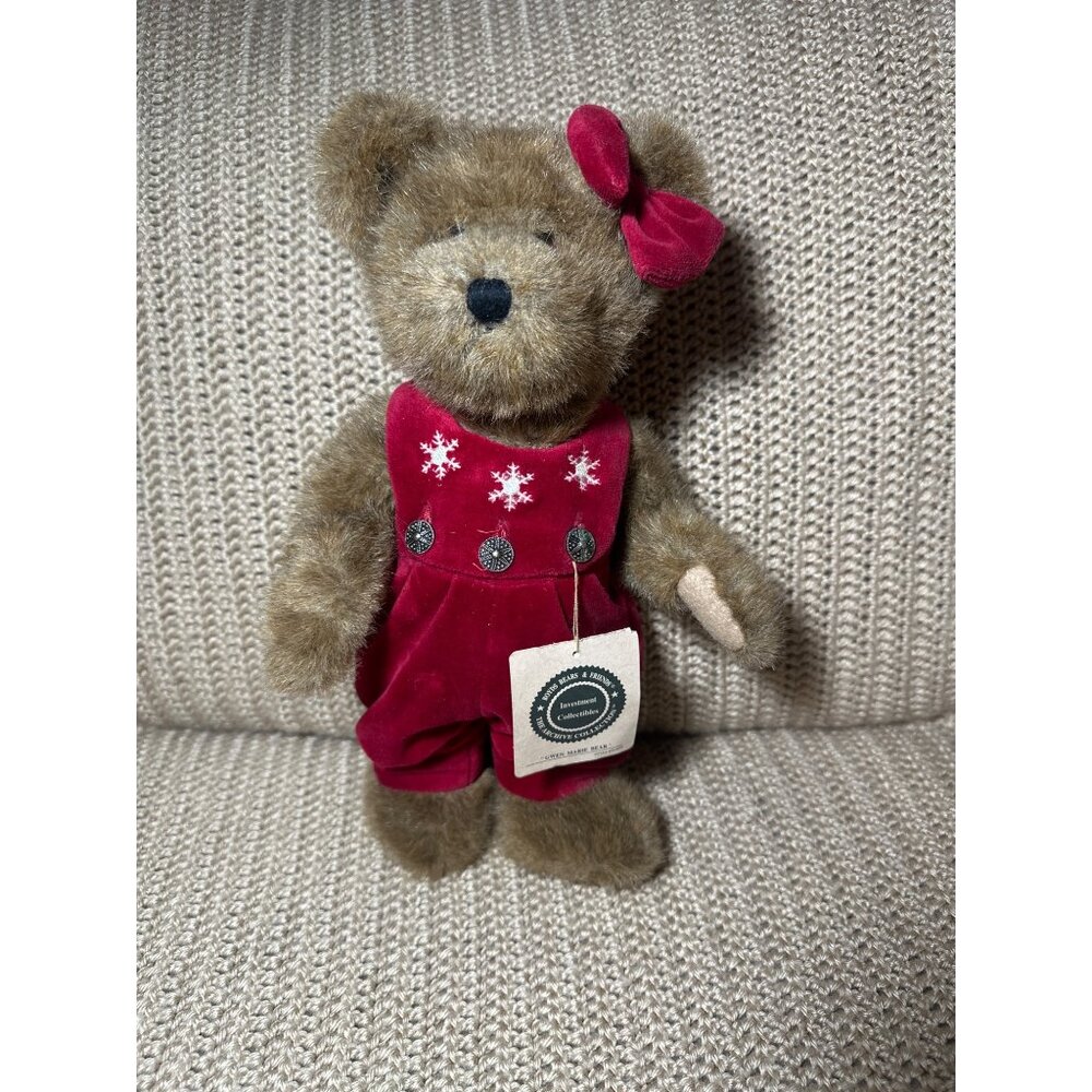 Boyds Bears & Friends Gwen Marie Bear 12" Collectible Red Velvet Snowflakes Bow
